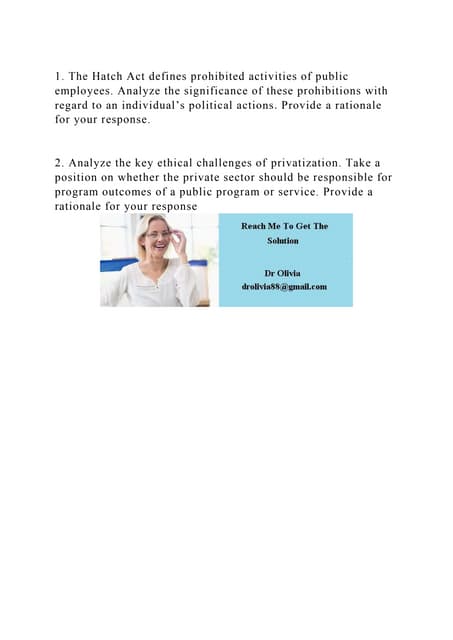 1. The Hatch Act defines prohibited activities of public employees. .docx