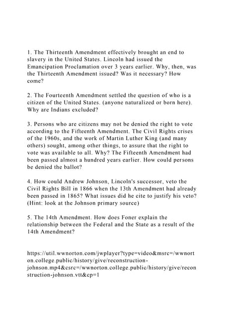 1. The Thirteenth Amendment effectively brought an end to slaver.docx