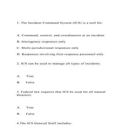 1. The Incident Command System (ICS) is a tool forA. Co.docx