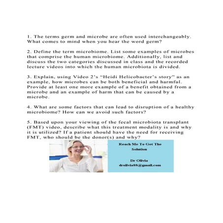 1. The terms germ and microbe are often used interchangeably. Wh.docx