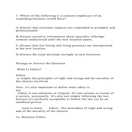 1. Which of the following is a concern employees of an expanding bus.docx