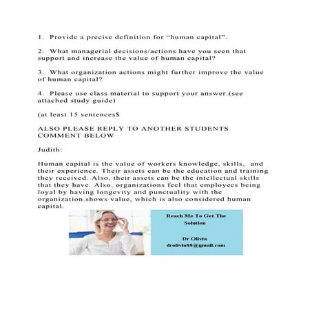 1.  Provide a precise definition for human capital”.  2.  What .docx