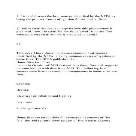 1. List and discuss the heat sources identified by the NFPA as being.docx
