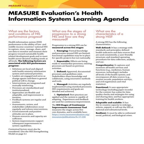 Health Information System Measurement: Assessing, Monitoring, and ...