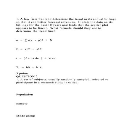 1. A law firm wants to determine the trend in its annual billings .docx