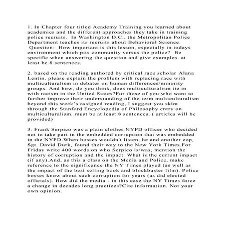 1. In Chapter four titled Academy Training you learned about academi.docx