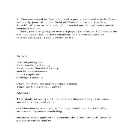 1. You are asked to find and read a peer-reviewed article from a s.docx