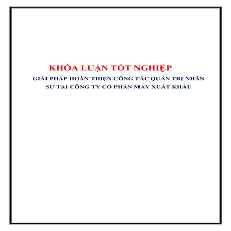 Khóa luận về nhân sự tại công ty may mặc