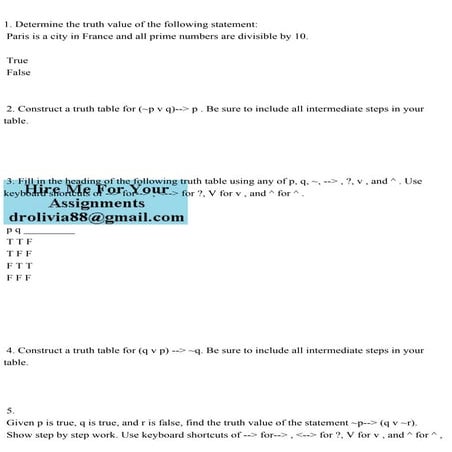 1. Determine the truth value of the following statement Paris is .pdf