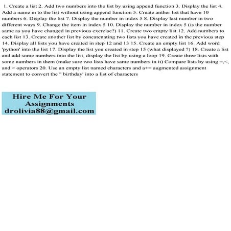  1. Create a list 2. Add two numbers into the list by using append fun.pdf