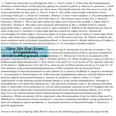 1. Light first enters the eye through the lens. a. True b. False 2. C.pdf