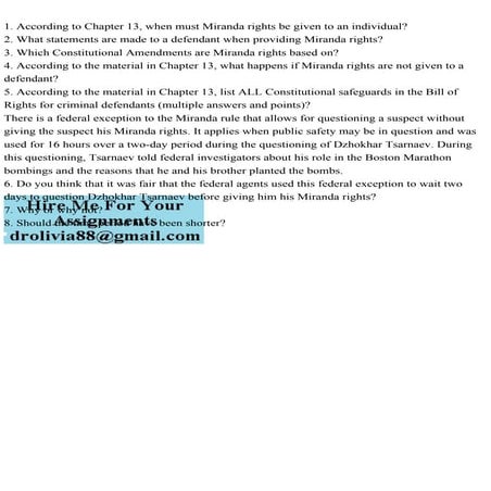 1. According to Chapter 13, when must Miranda rights be given to an .pdf