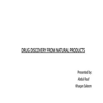 Drug discovery from natural product research