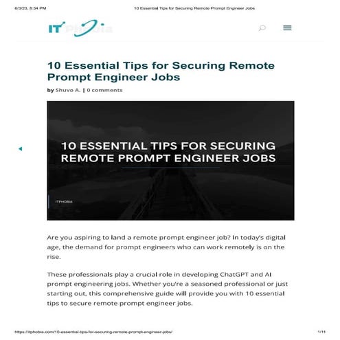 10 Essential Tips for Securing Remote Prompt Engineer Jobs | PDF