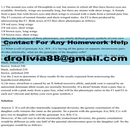 1.) The normal eye color of Drosophila is red, but strains in which .pdf