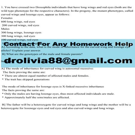 1. You have crossed two Drosophila individuals that have long wings .pdf