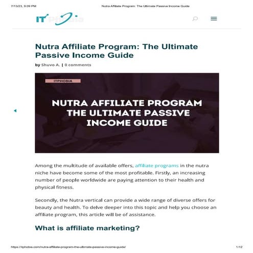 Curated visual reference: Nutra Affiliate Program The Ultimate Passive Income Guide Photo Inspiration