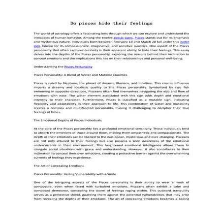 Do pisces hide their feelings