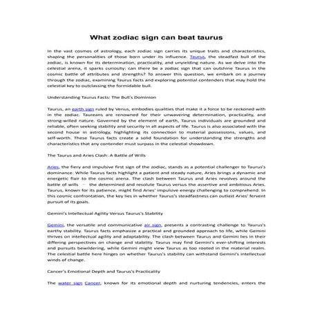 What zodiac sign can beat taurus