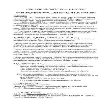 CURS COMPLET CATALÀ 2n BATXILLERAT - LLENGUA I LITERATURA CATALANA - RODOREDA...