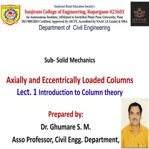 Solid Mechanics -Introduction to Column Theory.pptx