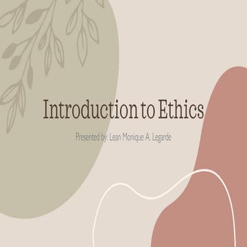 Introduction to ethics. The study of ethics and its principles, including deo...