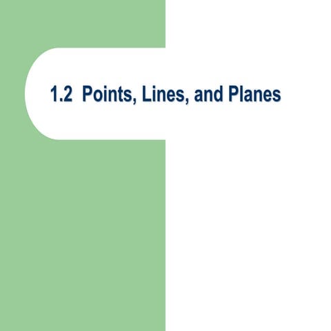 Three Undefined Terms in Geometry: Points Lines and Planes