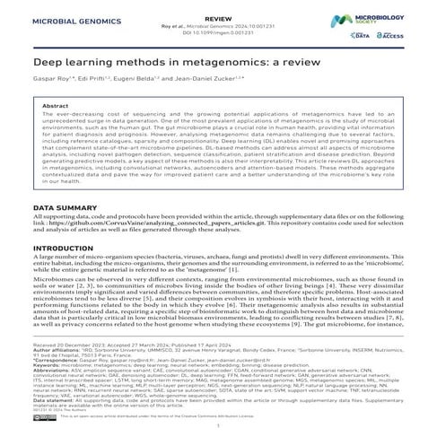 Deep learning methods in metagenomics: a review