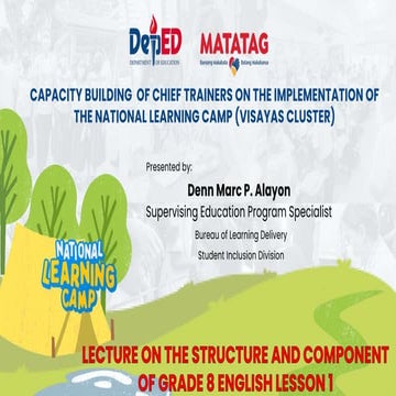 1. Lecture in Grade 8 English Lesson 1 for Intervention Camp (Denn Marc P. Al...