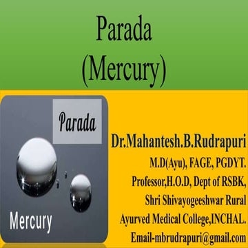 Parada(Mercury)- Rasa dravya Parichaya -NCISM syllabus