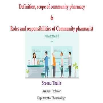 Definition, scope of community pharmacy & Roles and responsibilities of Commu...