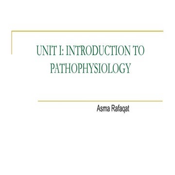 Introduction to Pathophysiology for BScN
