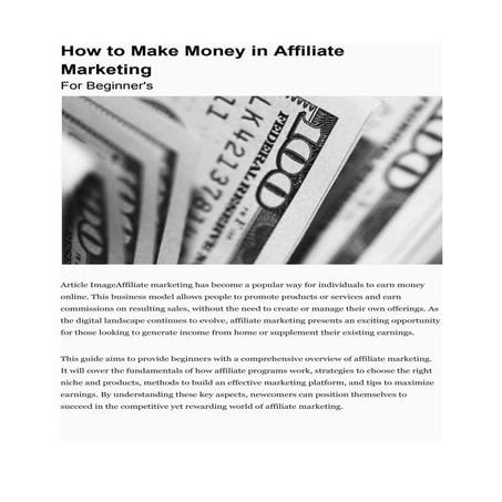 Noe to make money in affiliate marketing