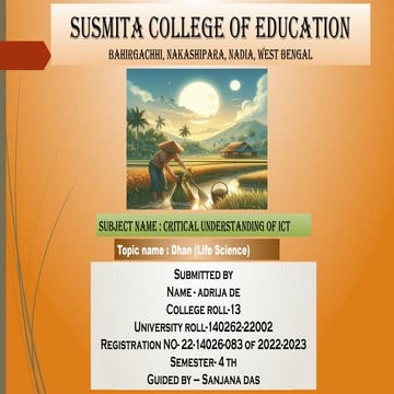 Dhan (Life Science) ppt by rajesh biswas | PPTX