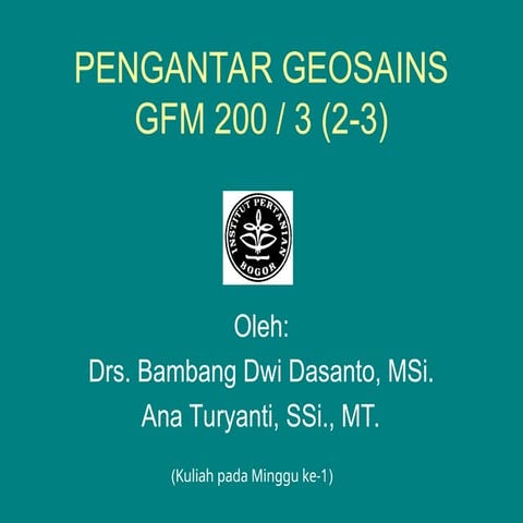 PENDAHULUAN pengantar geosains untuk pengetahuan meteorologi | PPT