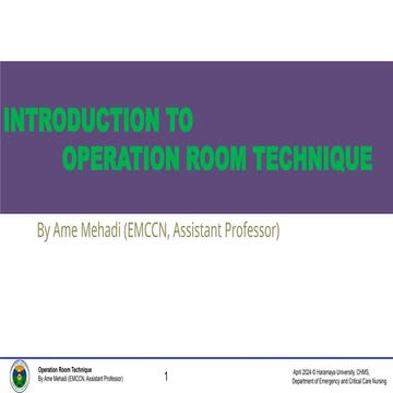 1. Introduction to Operation Theatre Nursing