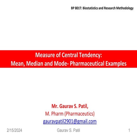 Measures of central tendency: mean, median, mode | PDF