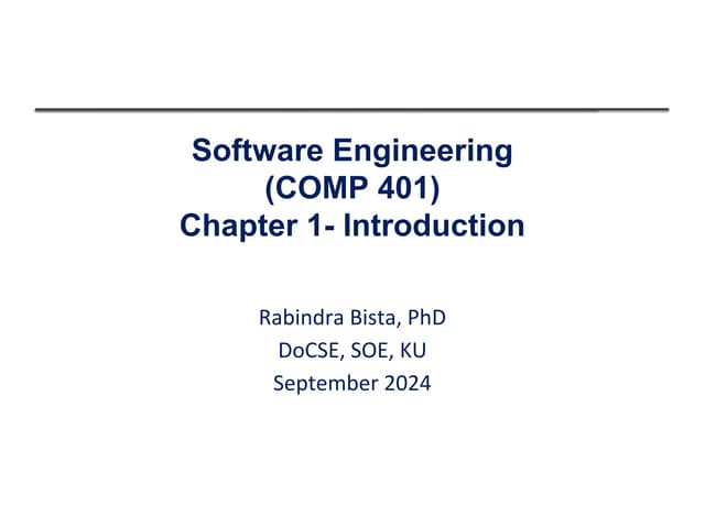COMP401 Software Engineering: Introduction to Software Engineering