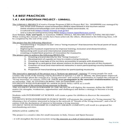 Best prcatices of living musuems in Italy Greece and Spain