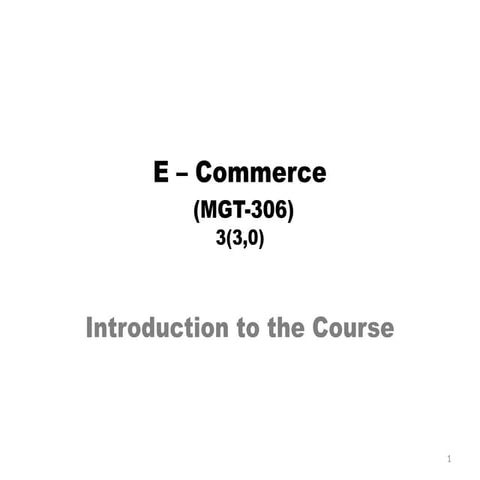 Introduction to E-Commerce and Online Business