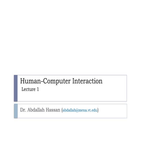 Human-Computer Interaction for Lecture 2