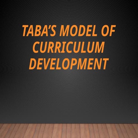 1. TABAS-MODELThe Taba Model, developed by Hilda Taba, is an inductive, "gras...