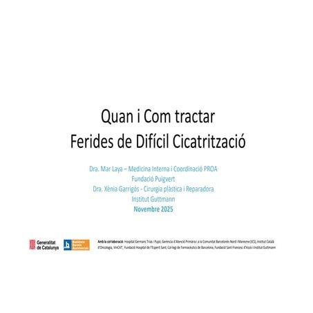 Presentació "Quan i com tractar ferides de difícil cicatrització"