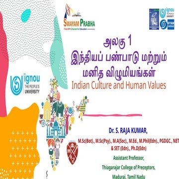 VALUE EDUCATION-INDIAN CULTURE AND HUMAN VALUES