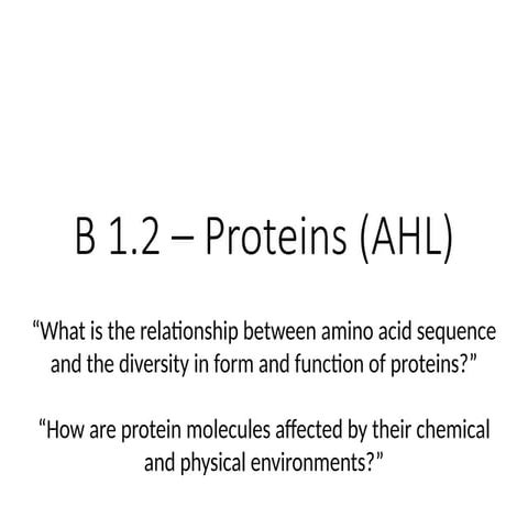 Comprehensive Overview of Protein Structure and Function in Biology | PPTX