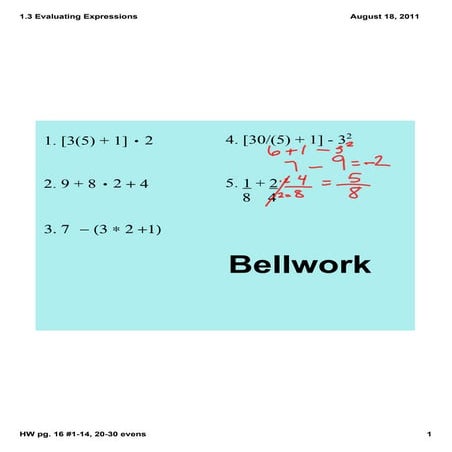 1.3 evaluating expressions notes