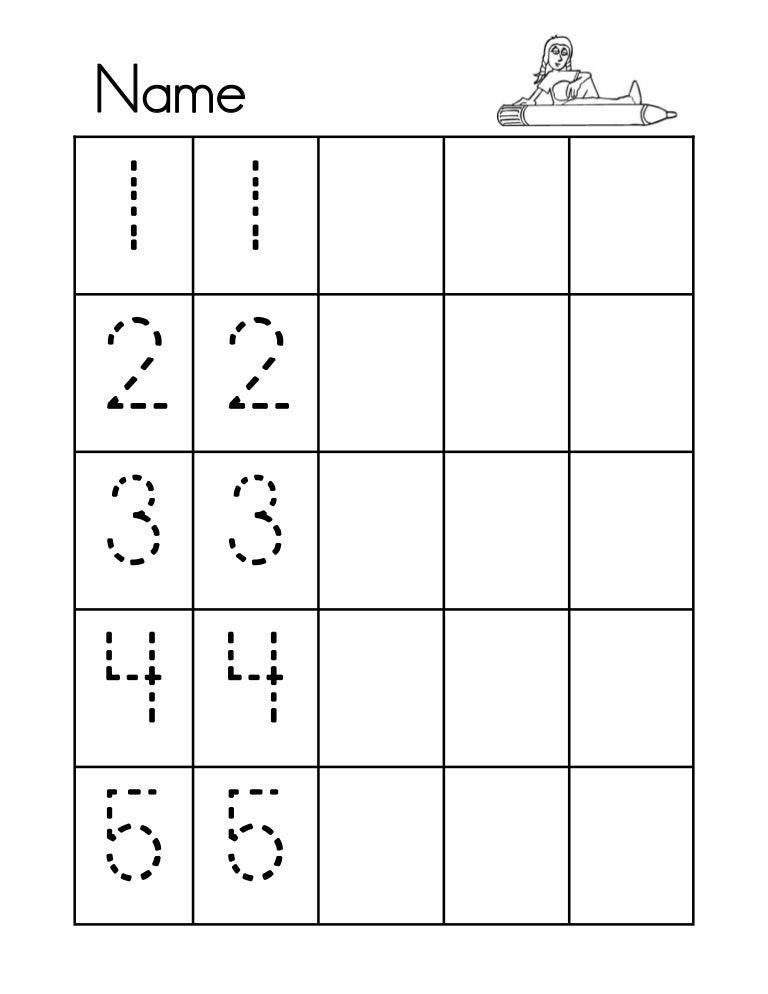 numbers tracing 1 5