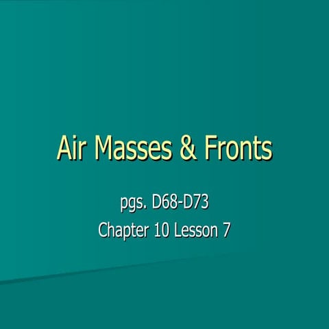1.6 Air Masses and Fronts Ch10 L7