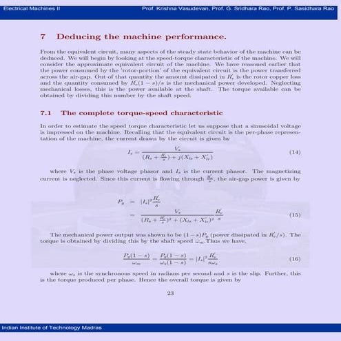 EE-260 Lecture 29, 30 induction motor torque speed characteristics | PPT