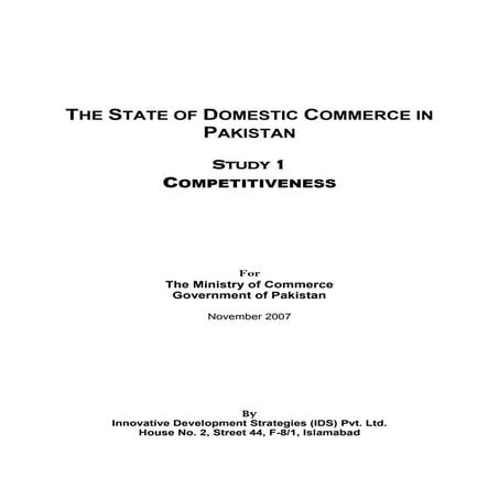 THE STATE OF DOMESTIC COMMERCE IN PAKISTAN STUDY 1 COMPETITIVENESS